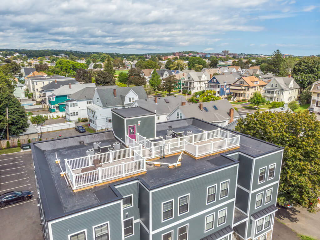 Aerial of Roof Deck at 244 Central Avenue, Medford
